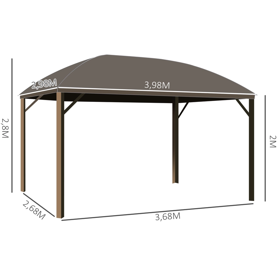 Outsunny Gartenpavillon mit 2 Laternenhaken bronze, braun