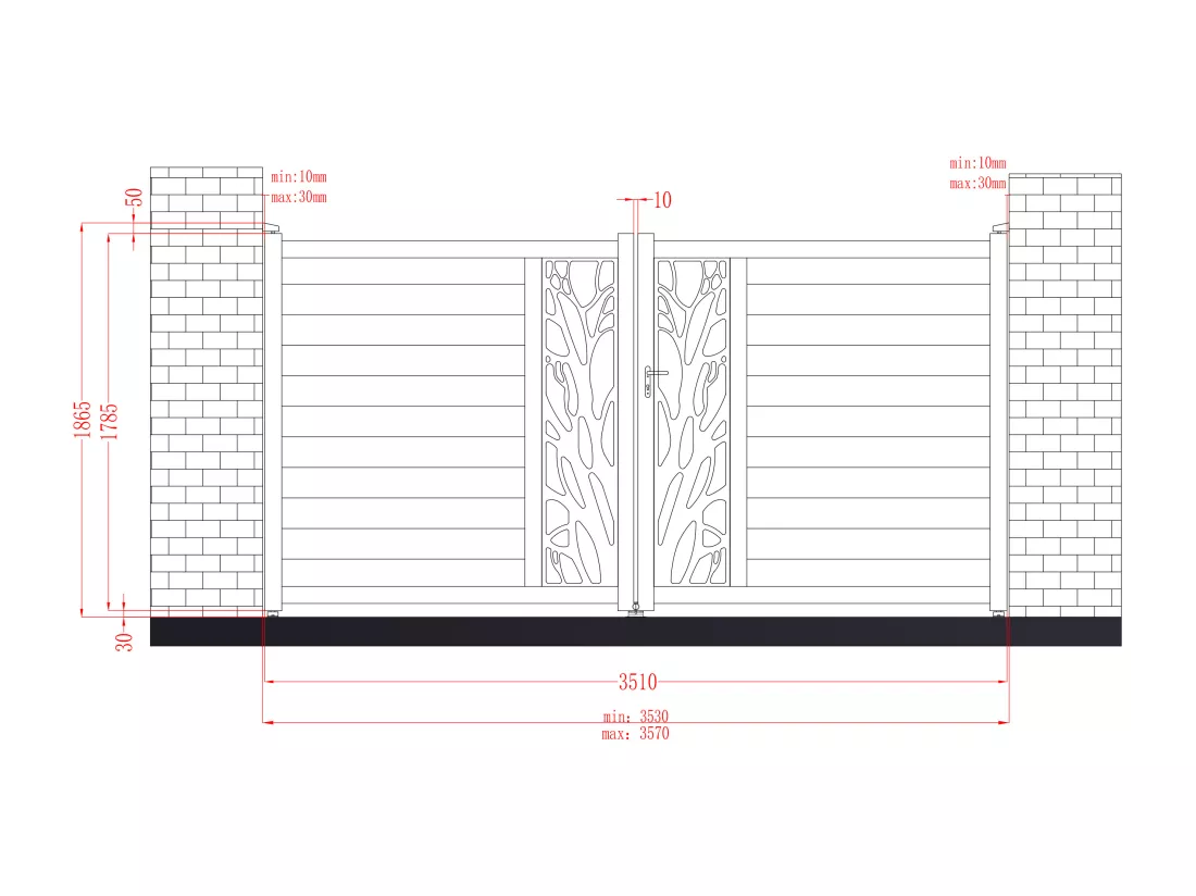Portail électrique battant aluminium semi ajouré à motifs L357 x H187 cm anthracite LABRIT II