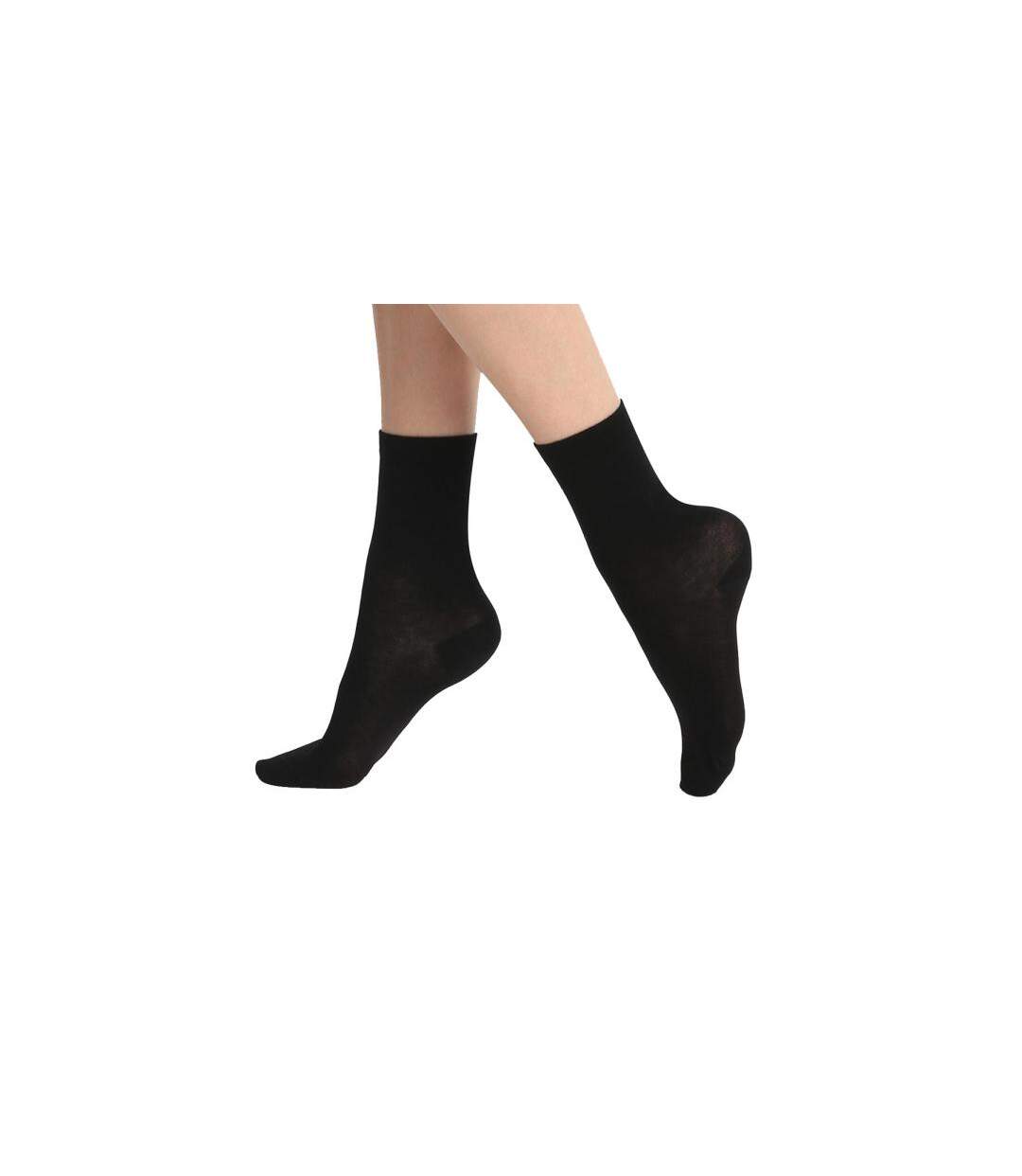 DIM Lot de 2 paires de Chaussettes Femme Coton Bio GREEN Noir