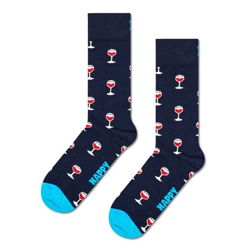 Happy Socks Glass Of Wine Strømper, Navy, 41-46