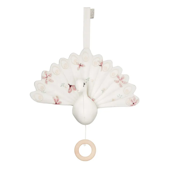 Cam Cam Mobile musical Paon en coton bio Windflower | Crème