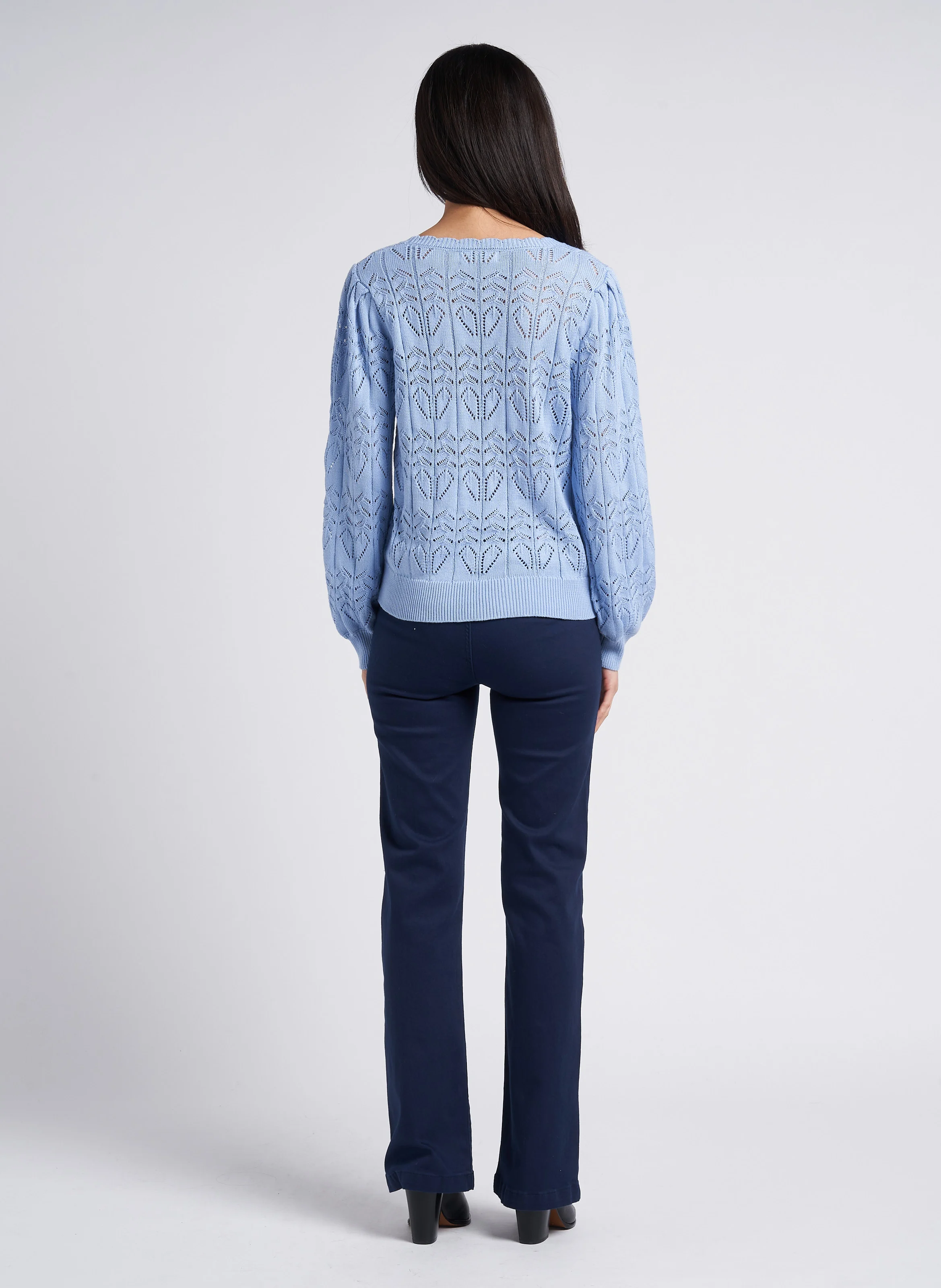 SONNY - Jean évasé taille haute en coton mélangé | Bleu