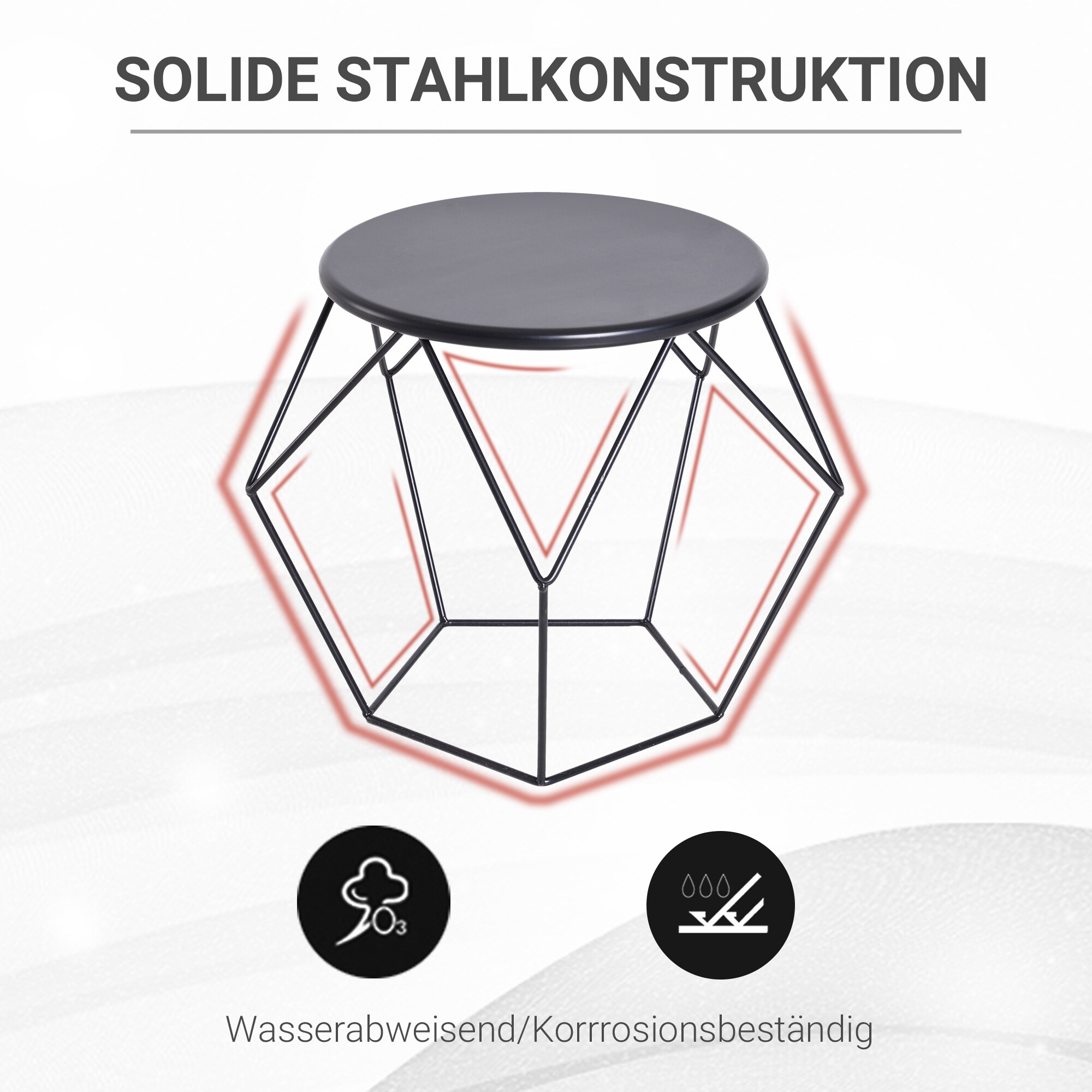 HOMCOM Beistelltisch schwarz 54 x 54 x 44 cm (LxBxH)