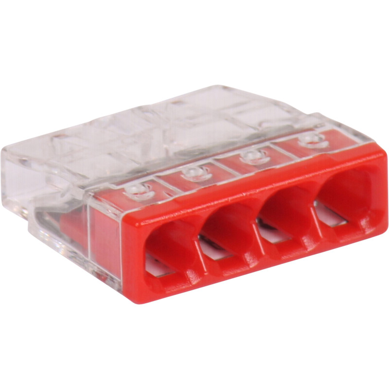 Wago lasklem 0,5 - 2,5mm² 4 polig rood