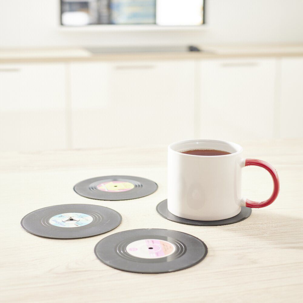 Dessous de verre forme vinyle Ø10,5cm 4 pièces