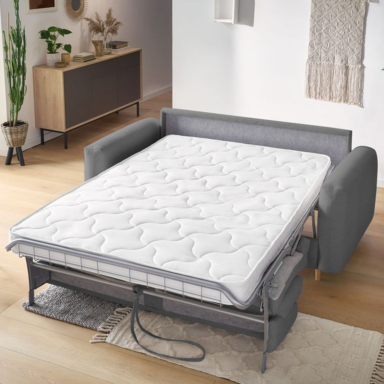 Bobochic Canapé droit cocoone convertible express  gris foncé - 200x105x98 cm