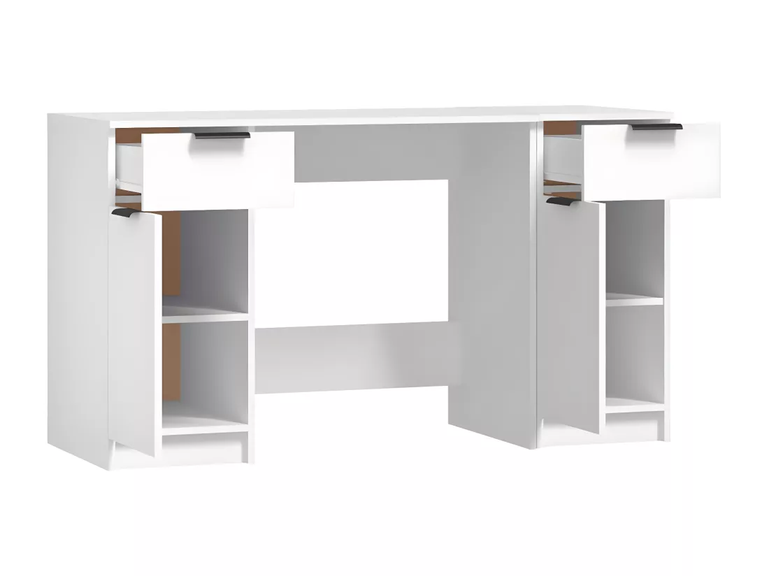 Bureau avec armoire latérale Blanc Bois d'ingénierie