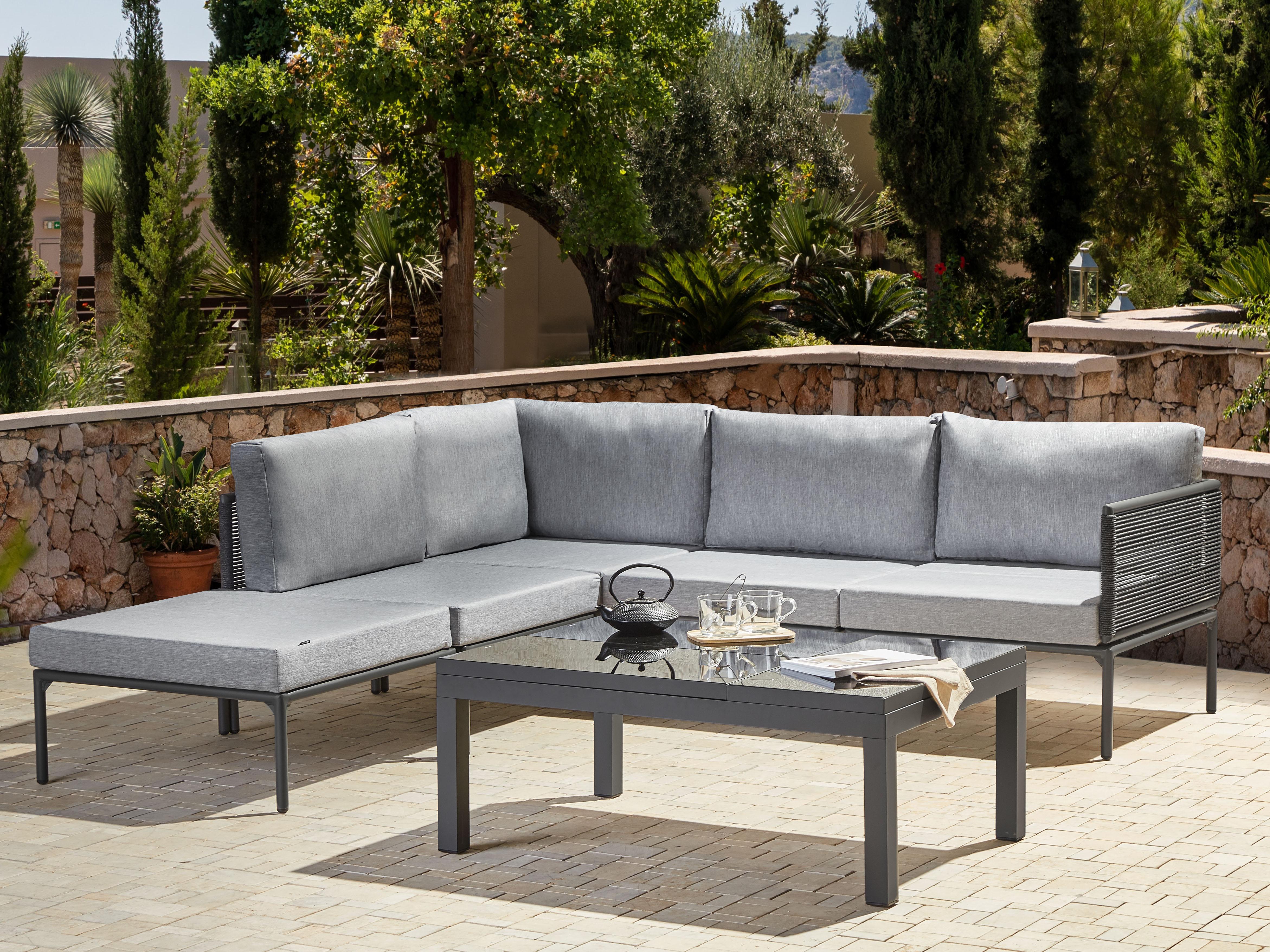 Tuin hoekloungeset met tafel 6-zits FORANO Metaal Grijs