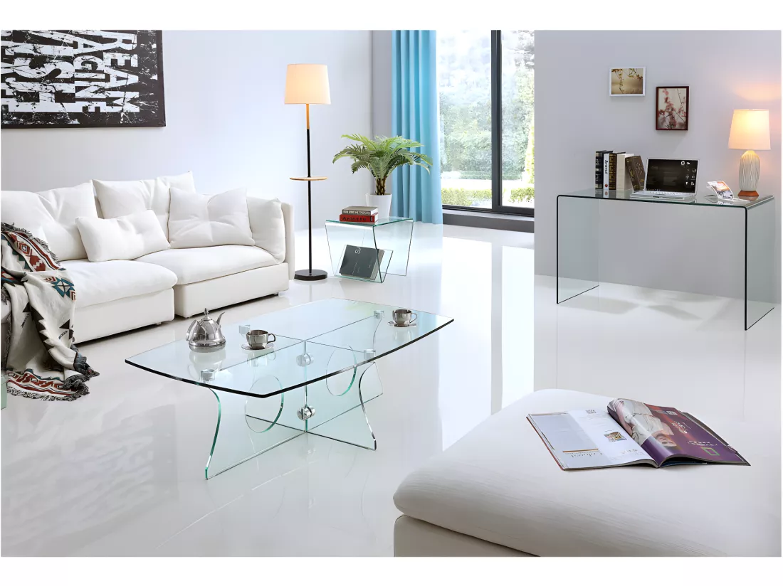 Bureau - Verre courbé - Transparent - ELSTRON