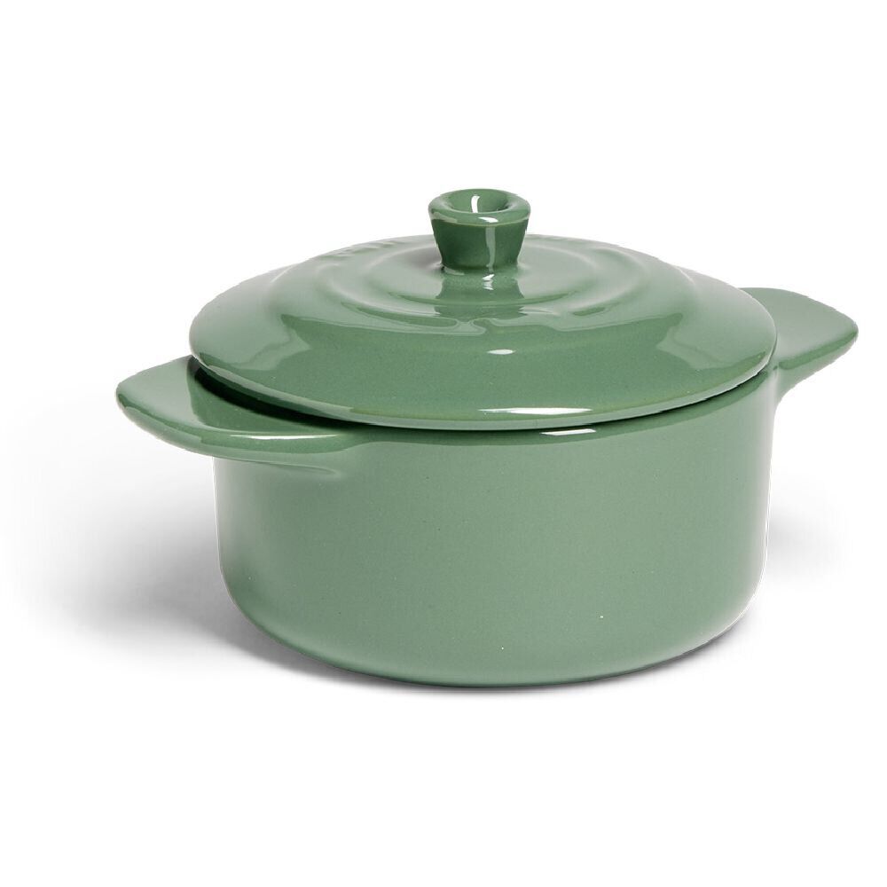 Mini cocotte individuelle en céramique avec couvercle - rouge ou vert
