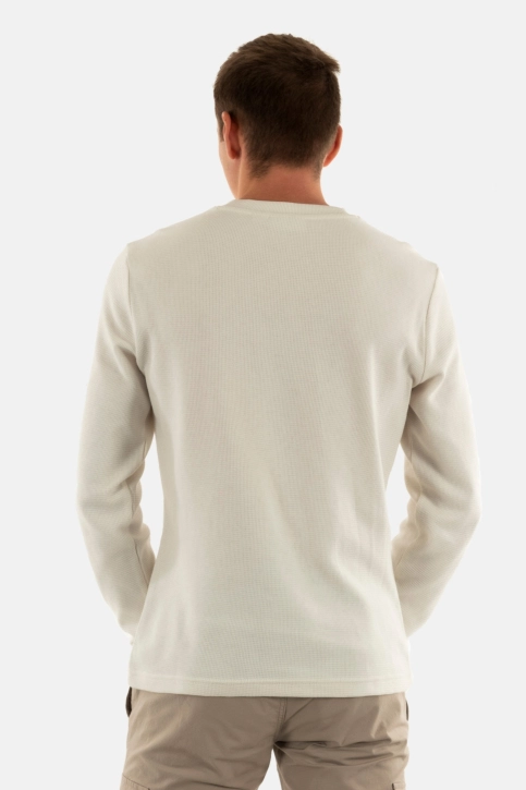 Tee shirt manches longues calvin klein jeans woven label waffle ybi ivory