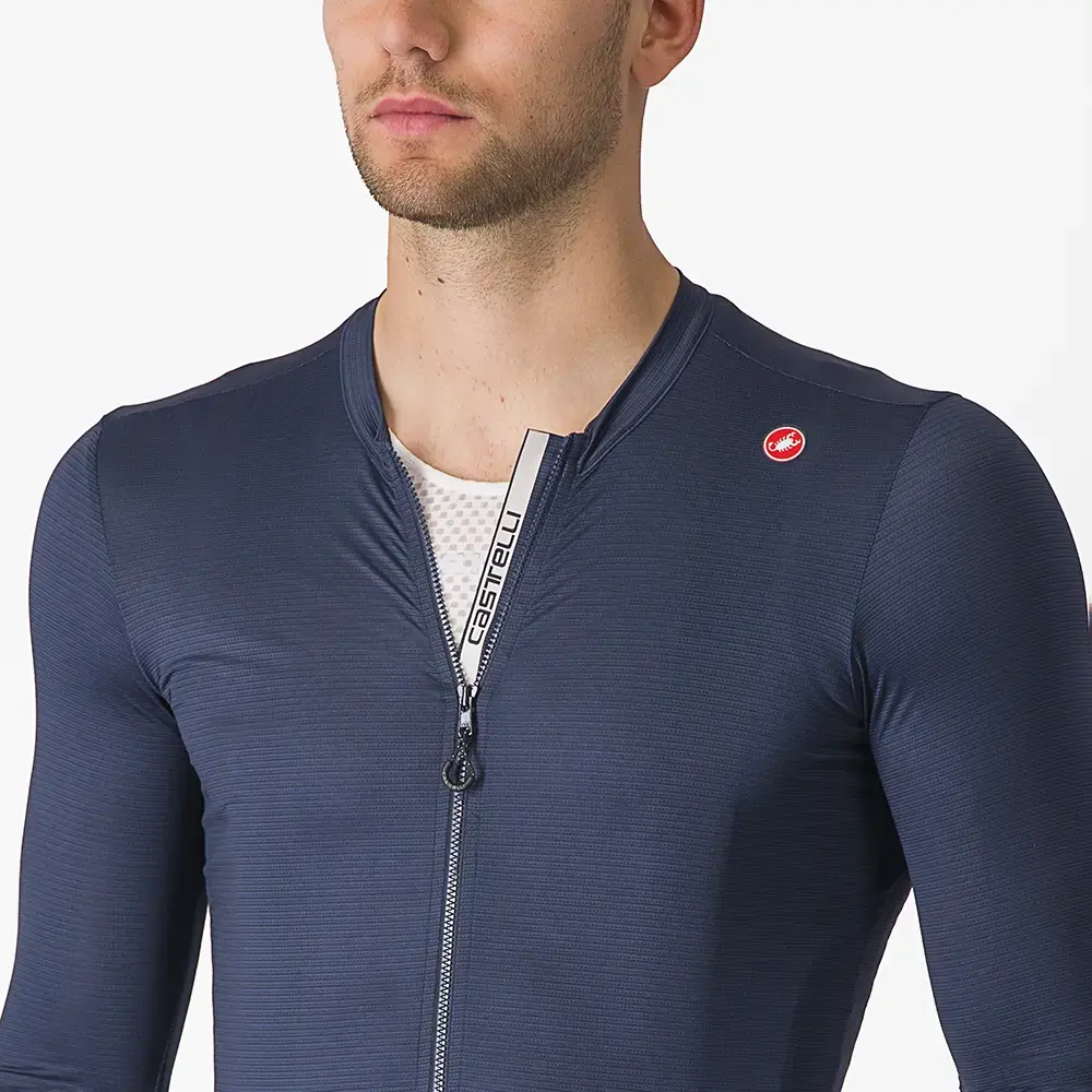 Castelli Espresso Fietsshirt Lange Mouwen Blauw/Zilver Heren