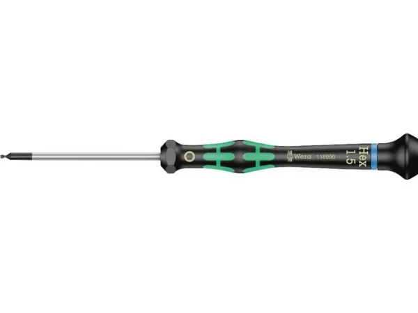 Wera 2052 Elektronik og finmekanik Indvendig sekskants-skruetrækker Nøglebredde: 1.5 mm Klinge-længde: 60 mm Mål, længde: 157 mm
