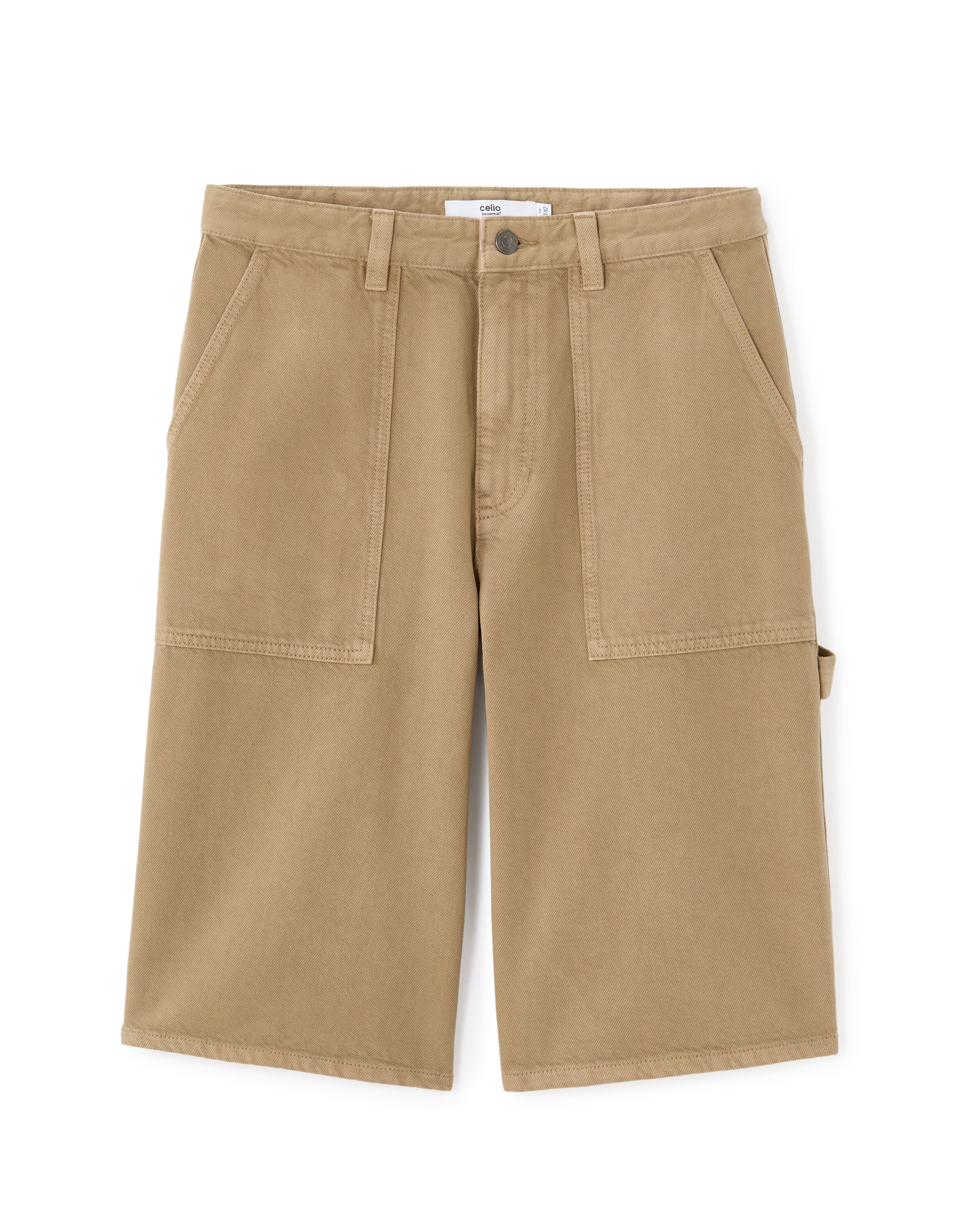 Bermuda loose 100% coton épais - beige
