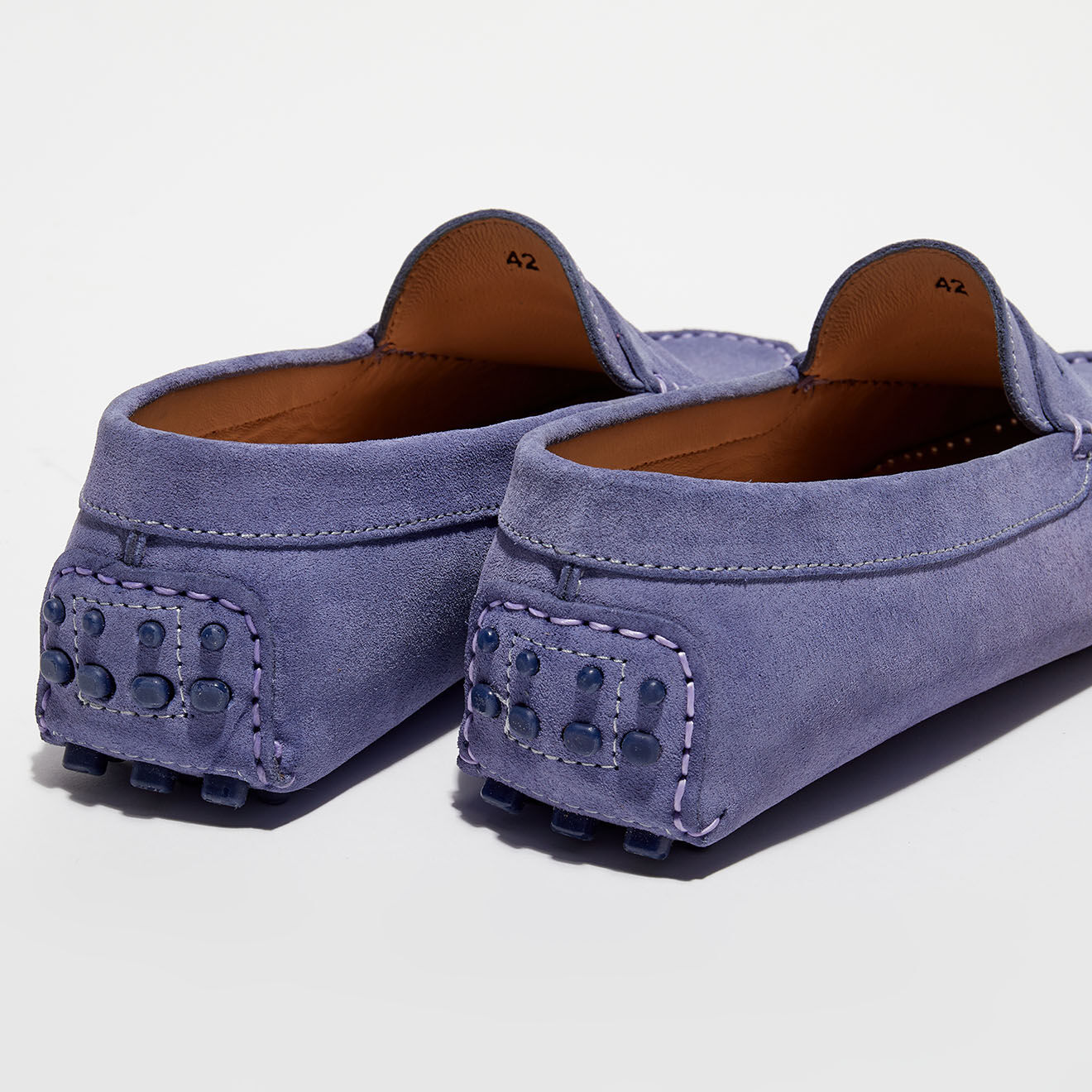 Loafers Mocassins en Velours de Cuir Martin bleu lavande