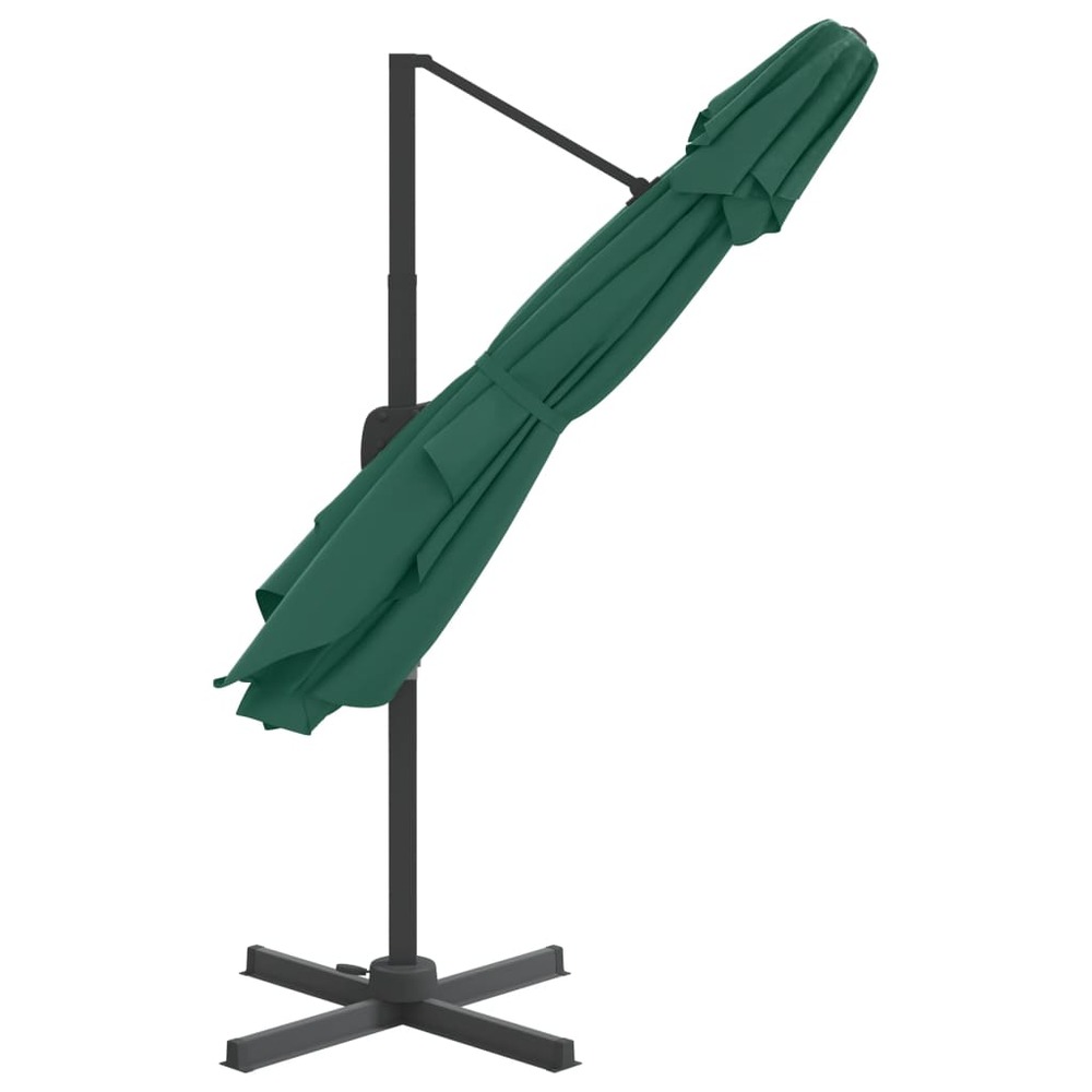 Parasol meuble de jardin cantilever à double toit 300 x 300 cm vert