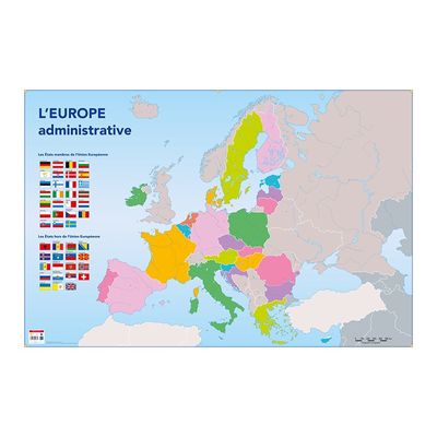 Bouchut - Carte muette effaçable - Europe Administrative - 80 x 120 cm