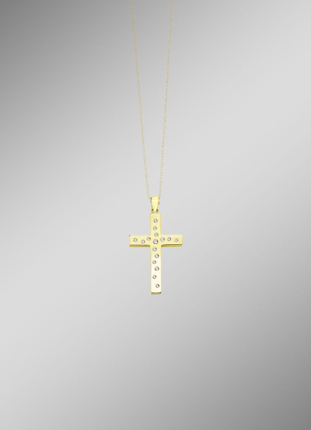 Beidseitig tragbarer Kreuz-Anhänger mit synth. Zirkonia