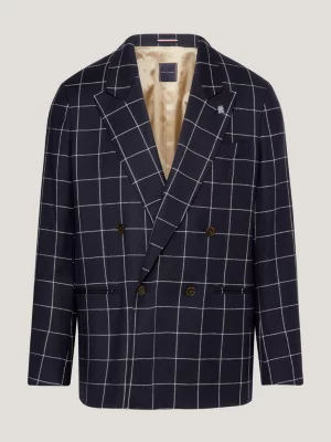 Blazer Slim Fit com Estampa Xadrez Janela