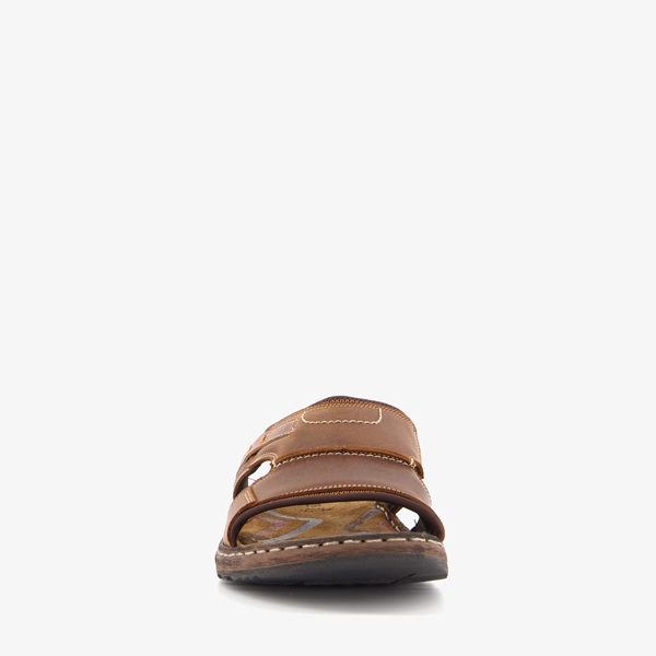 Van Beers leren heren slippers cognac