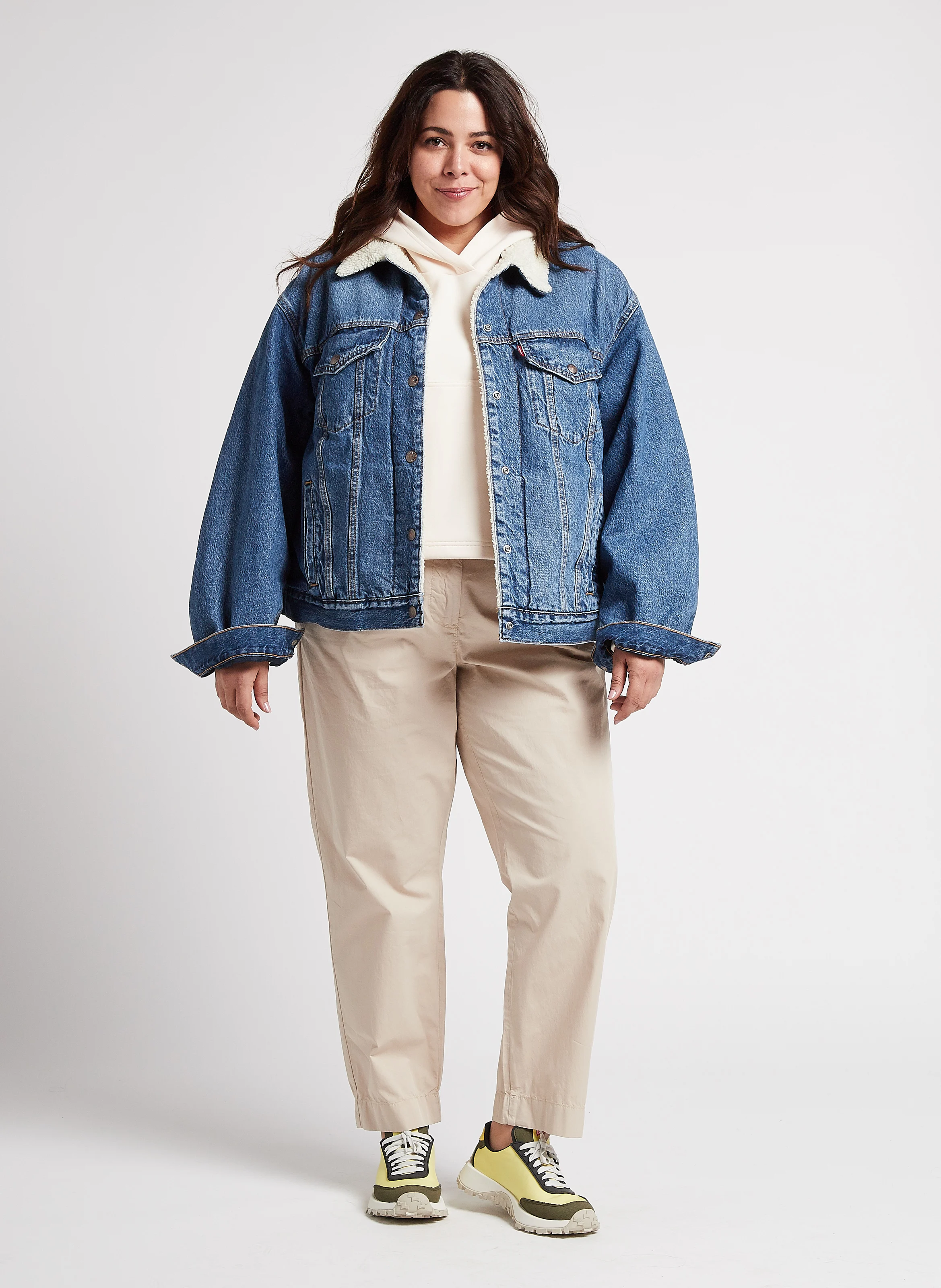PL 90S SHERPA TRUCKER - Veste en jean et fausse fourrure en coton | Bleu
