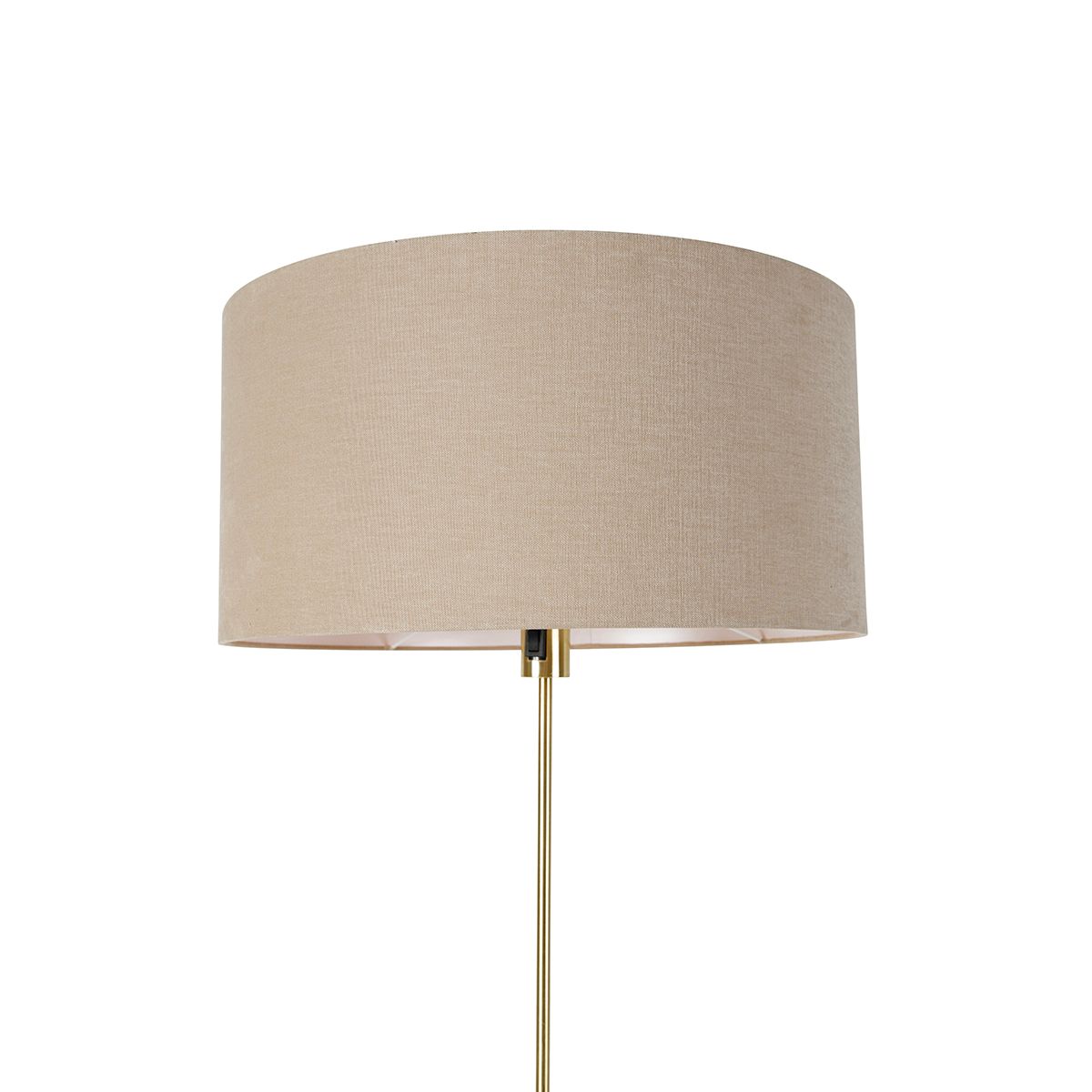 Vloerlamp verstelbaar goud met kap lichtbruin 50 cm - Parte