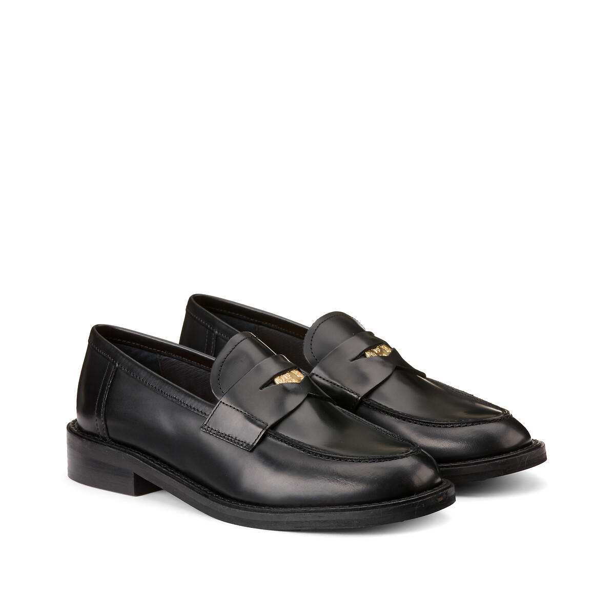 JONAK<br>Mocassins de couro Dash, moeda de prata