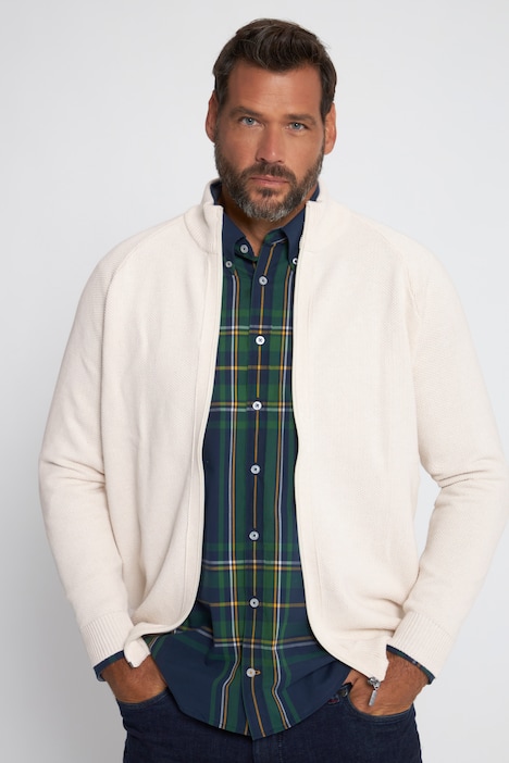 Strickjacke, Strukturstrick, Stehkragen
