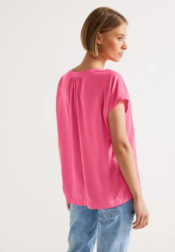 Blusenshirt in Unifarbe - berry rose