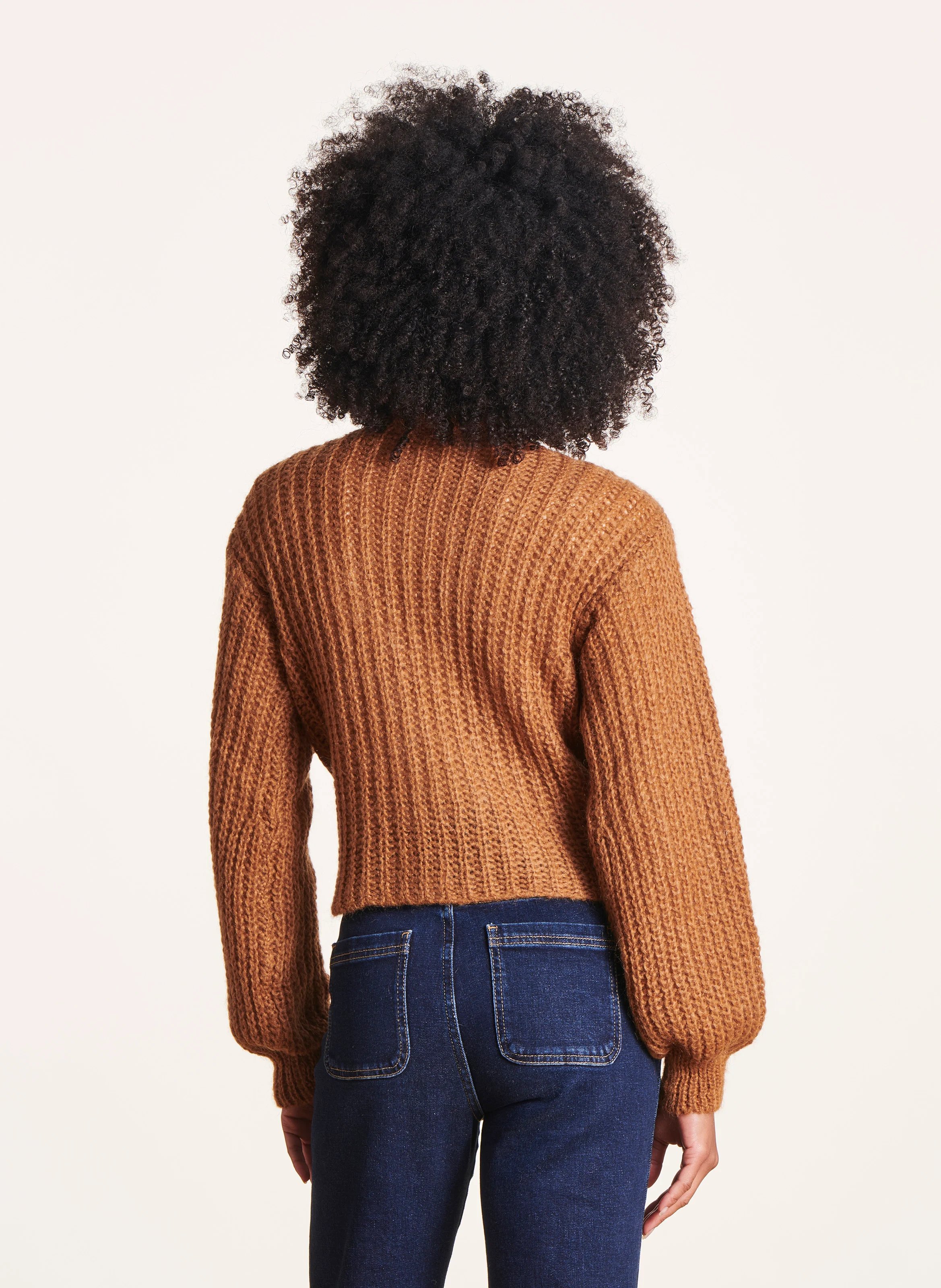 Gilet ample en maille tricotée | Marron