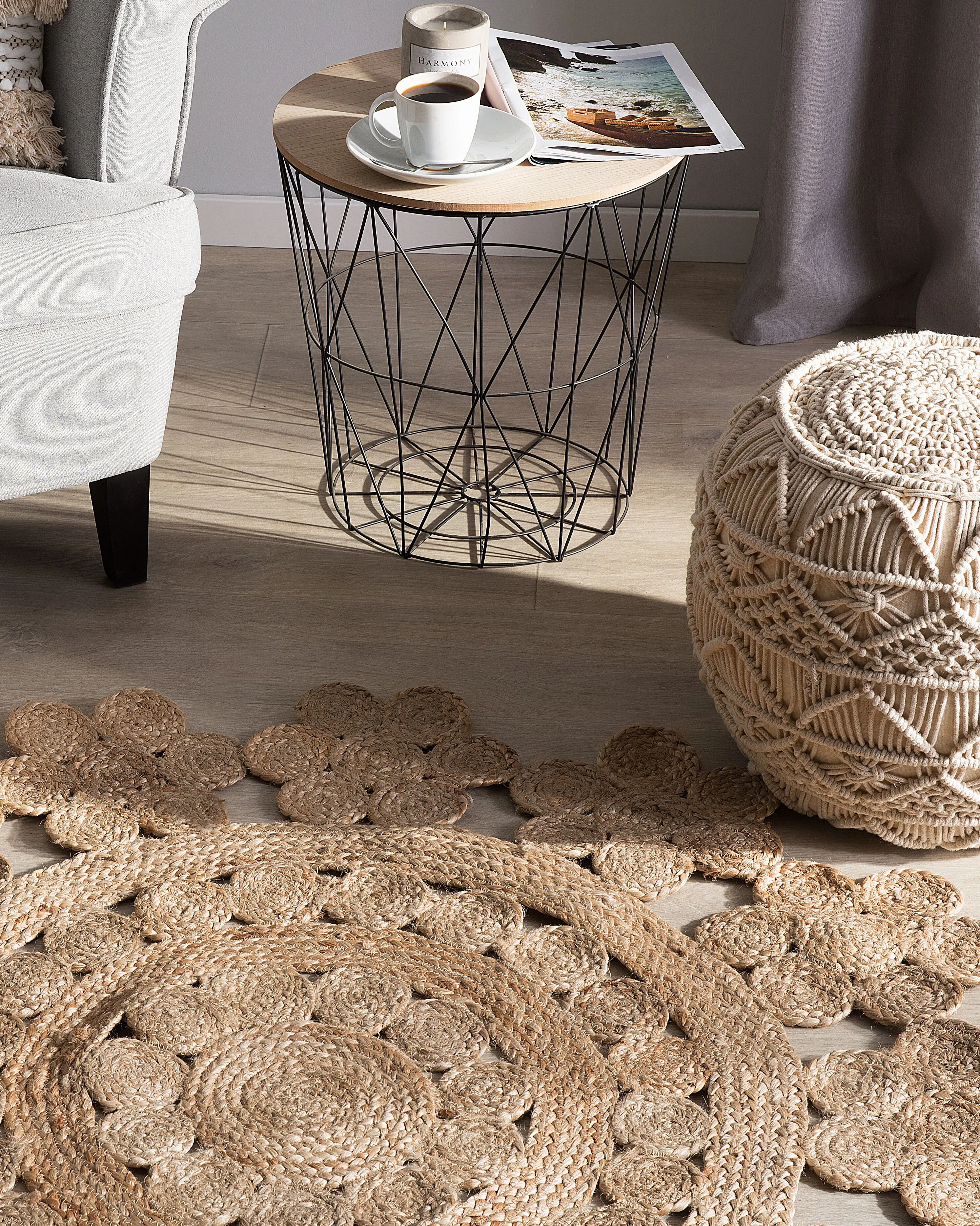Vloerkleed BIRECIK Beige ø 120 cm Jute