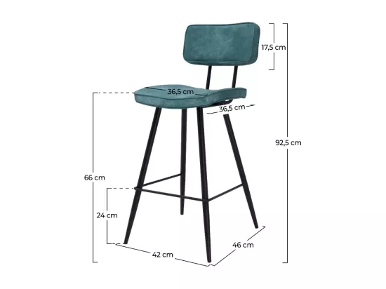 Lot de 2 chaises pour îlot central 66 cm en cuir synthétique bleu - Texas