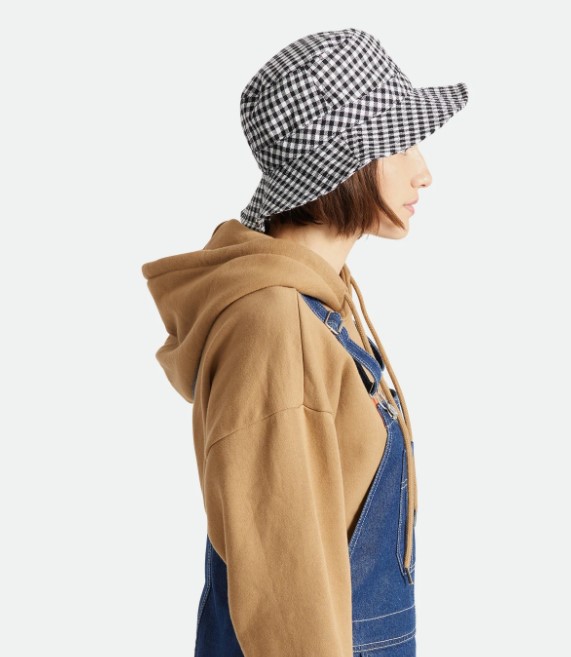 Brixton Petra Packable Bucket Hat Black Gingham