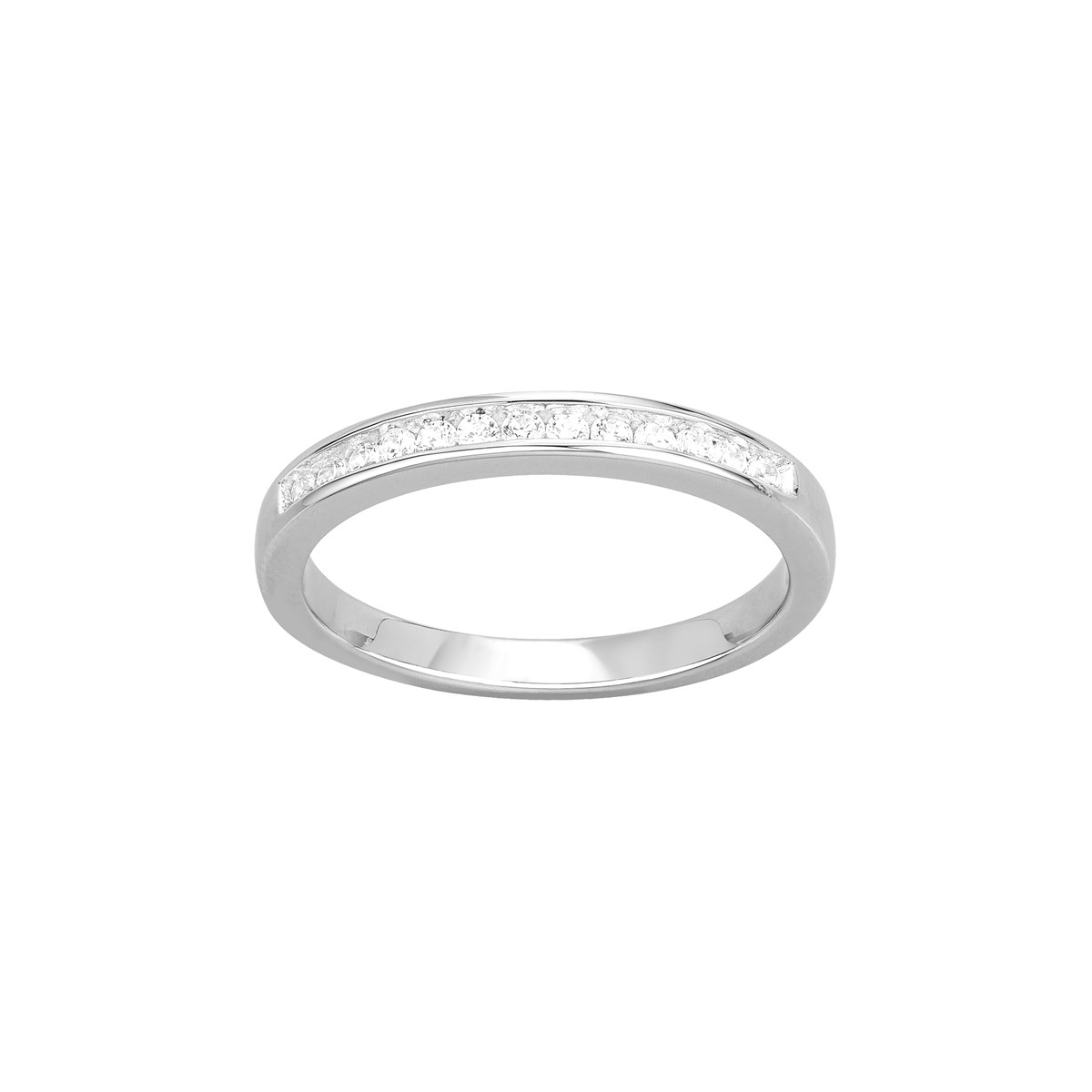 Alliance en Argent avec oxyde de zirconium blanc