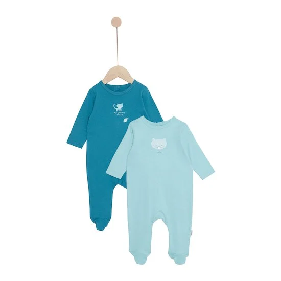Mes Essentiels Lot 2 Pyjamas   Bleu Aquatique        de               P'tit bisou