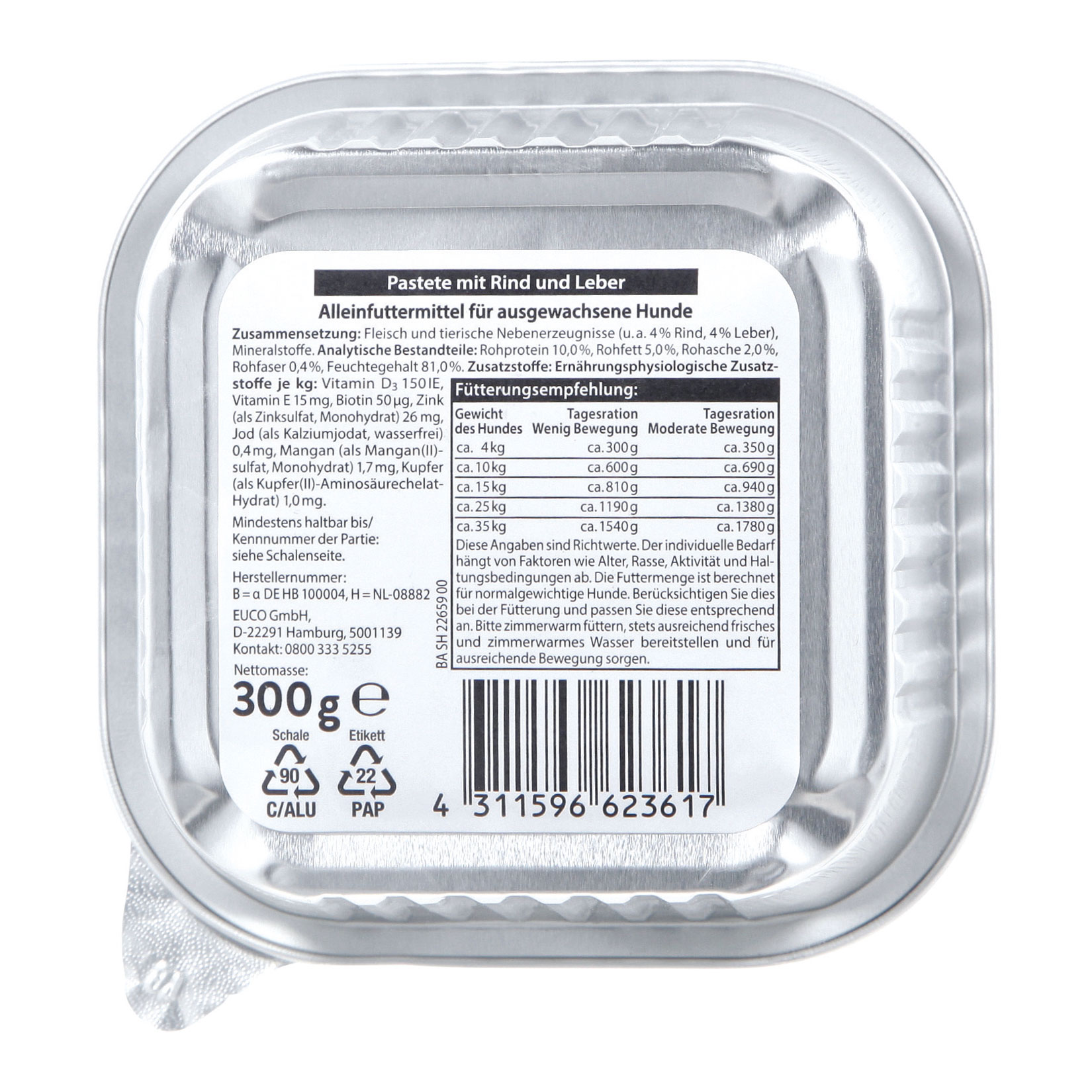 Pablo Hundenahrung Rind & Leber 300 g, 20er Pack