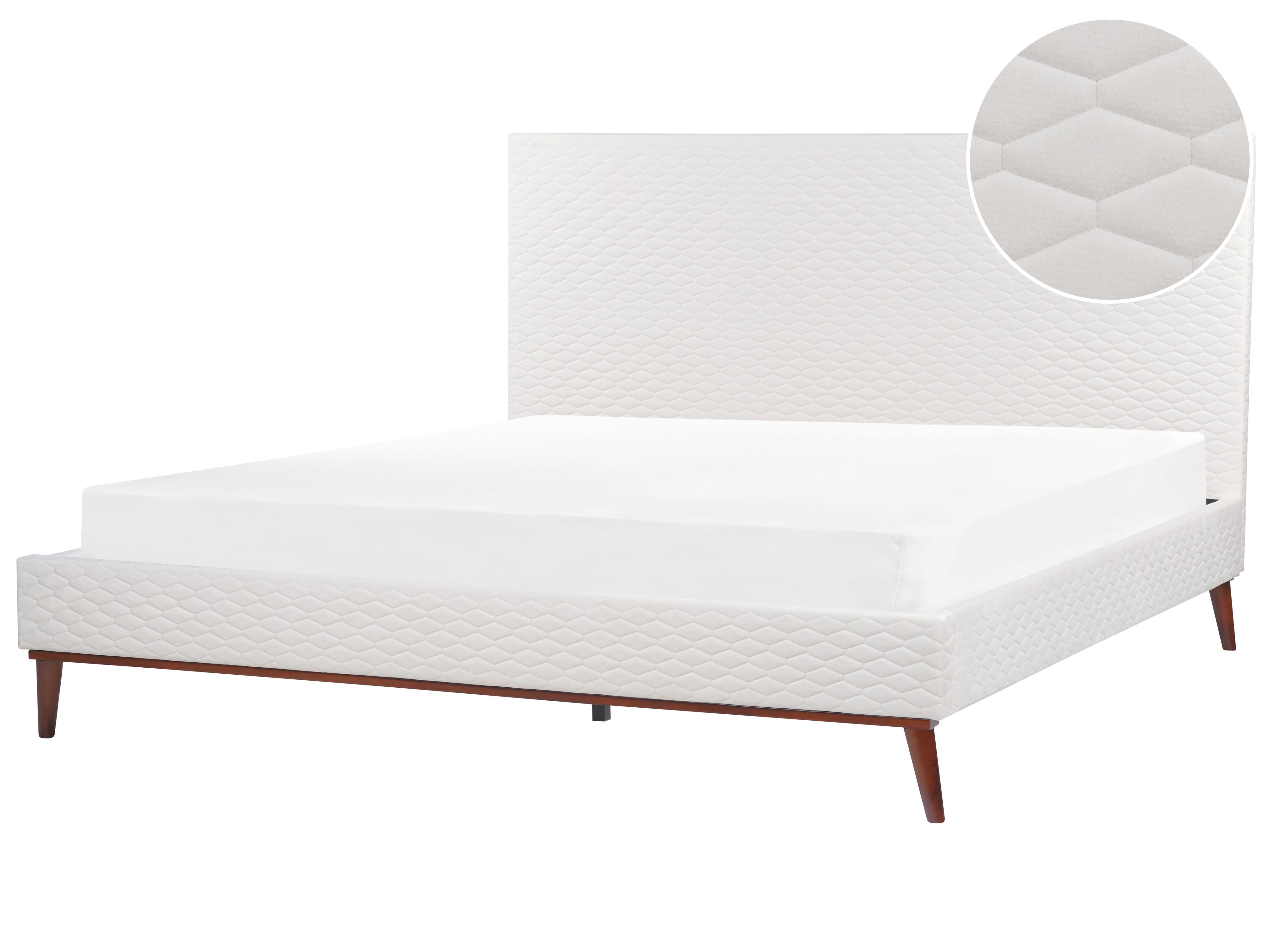Bed Fluweel BAYONNE 180 x 200 cm Gebroken wit