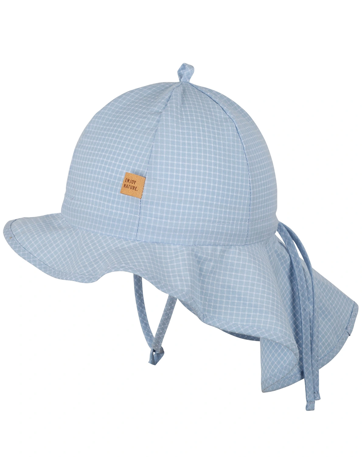 Sommerhut CHECK mit Nackenschutz in lightblue