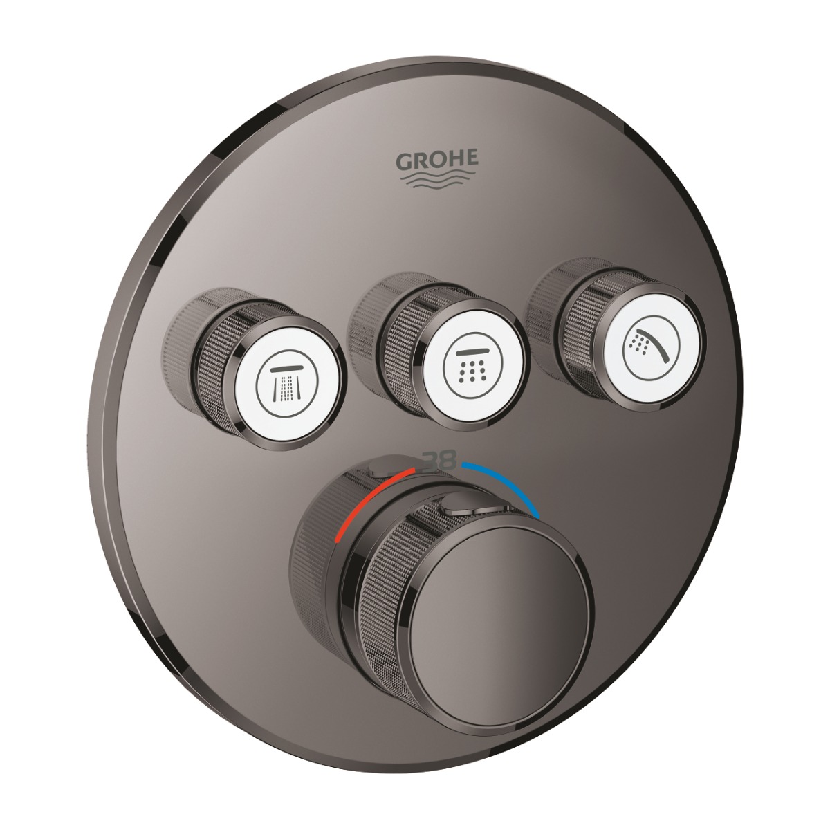 Grohe Grohtherm SmartControl thermostaat met omstel 3-weg rond hard graphite