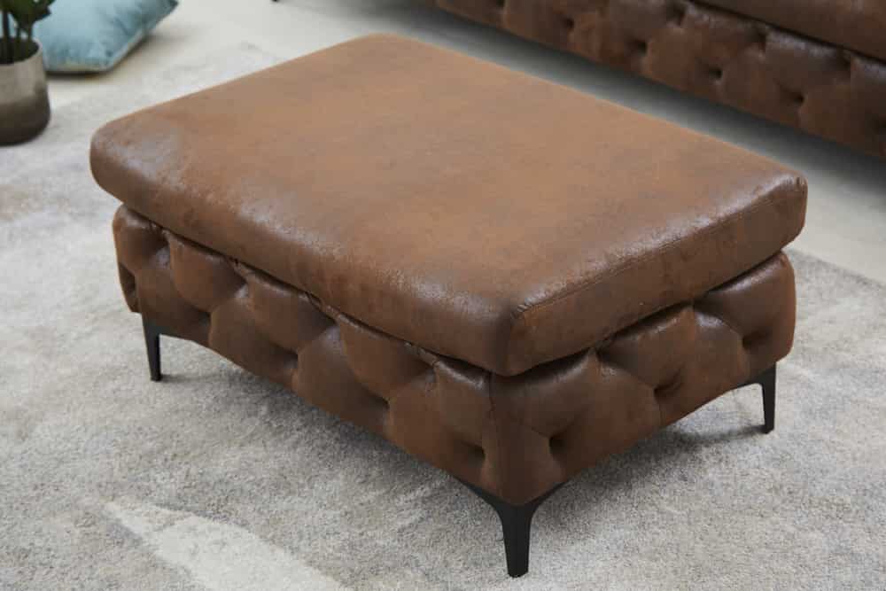 Chesterfield Sitzhocker MODERN BAROCK 90cm antik braun Fußhocker