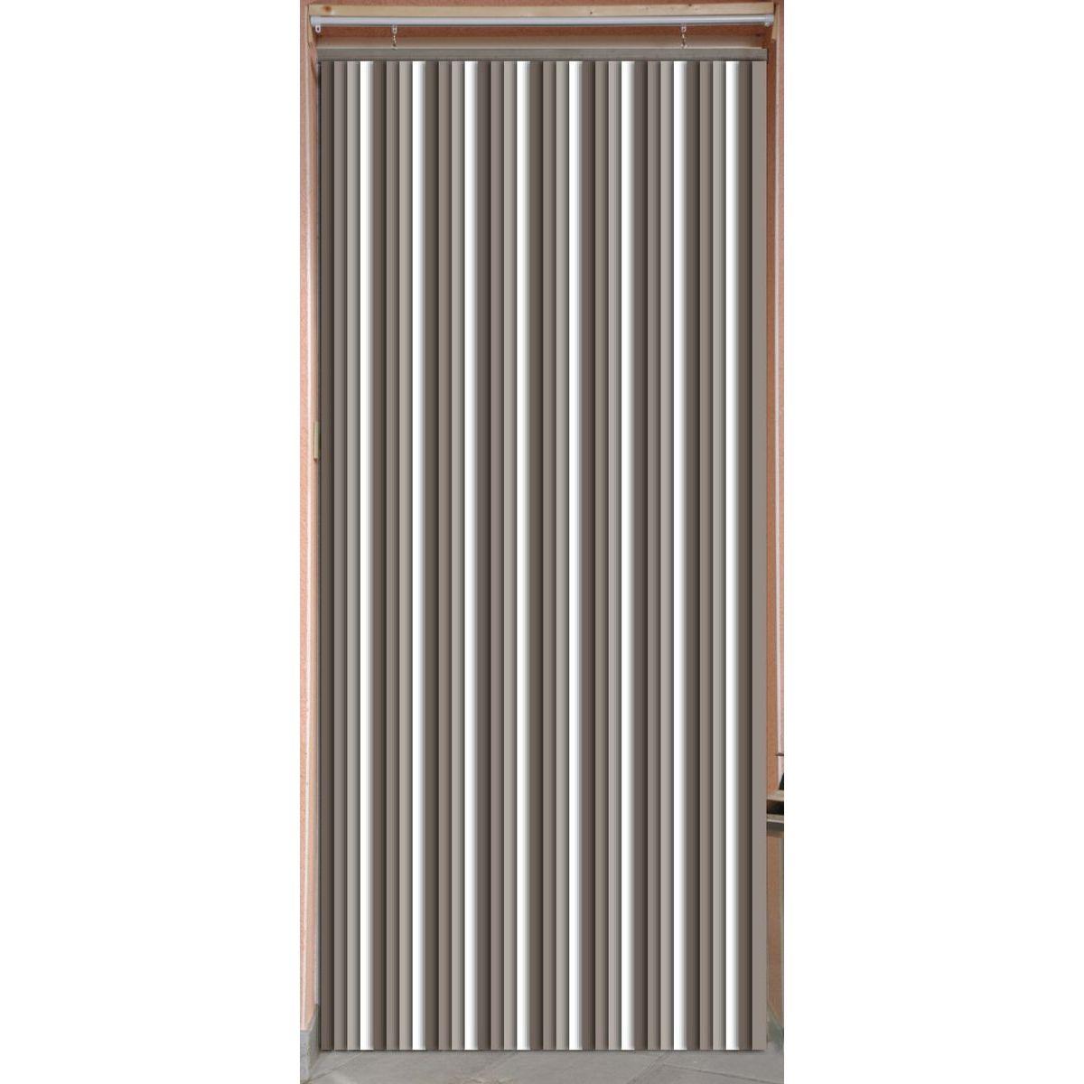 RIDEAU DE PORTE PLASTIQUE 90X220CM TAUPE BLANC