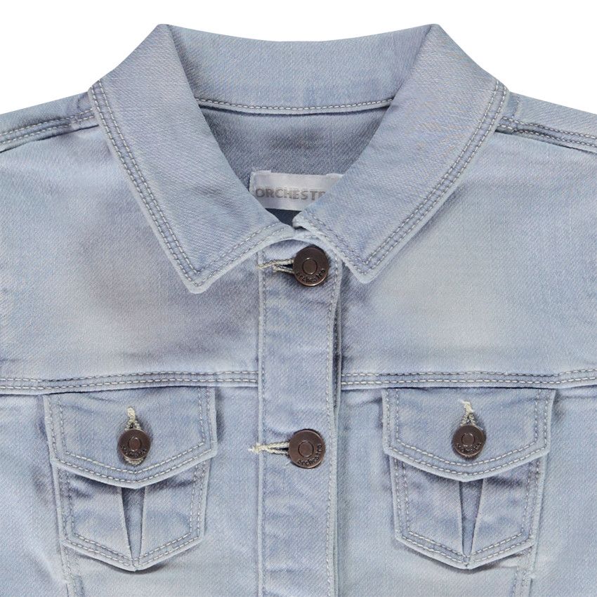 Veste effet jean en molleton avec poches pour fille - Bleu