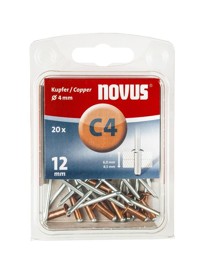 Novus Blindklinknagel C4 12x4mm koper VE=20 - 045-0040