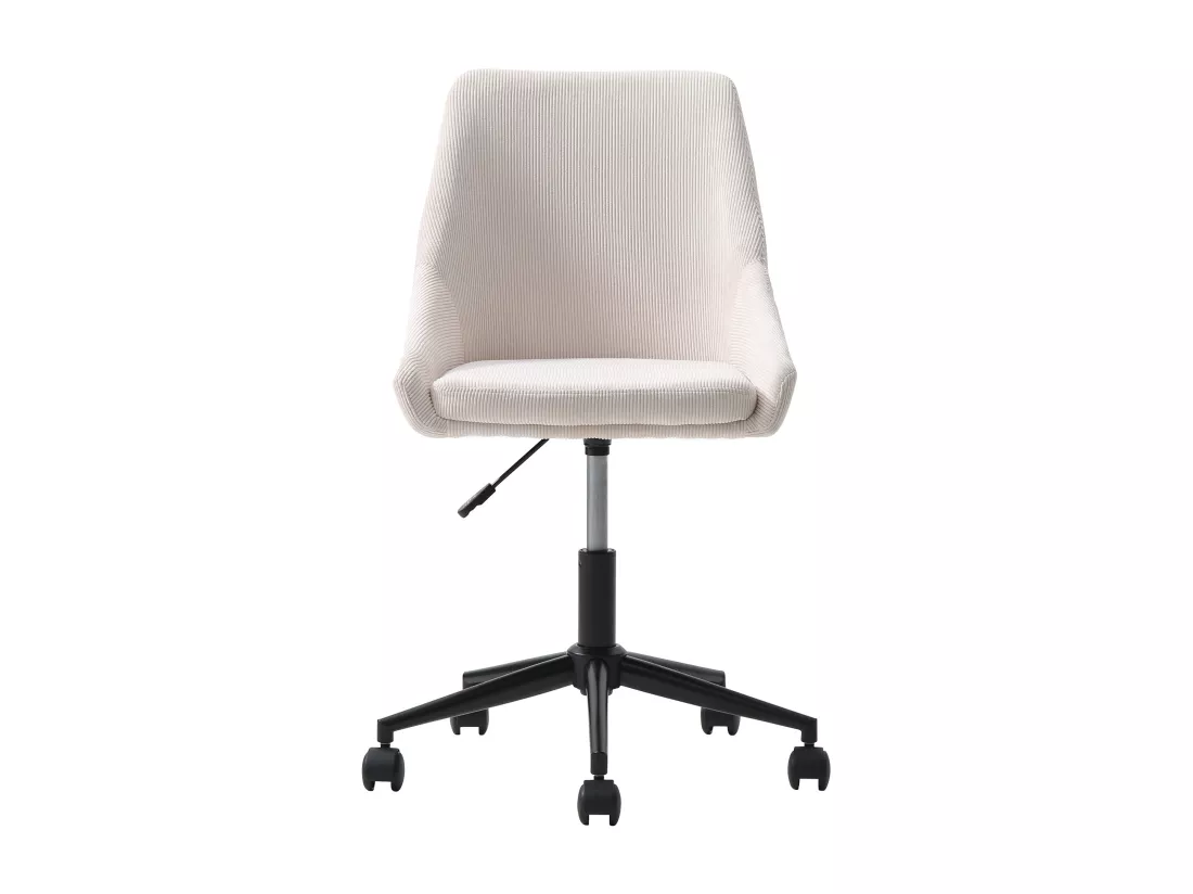 Chaise de bureau - Velours côtelé - Crème et noir - Hauteur ajustable - MASURIE