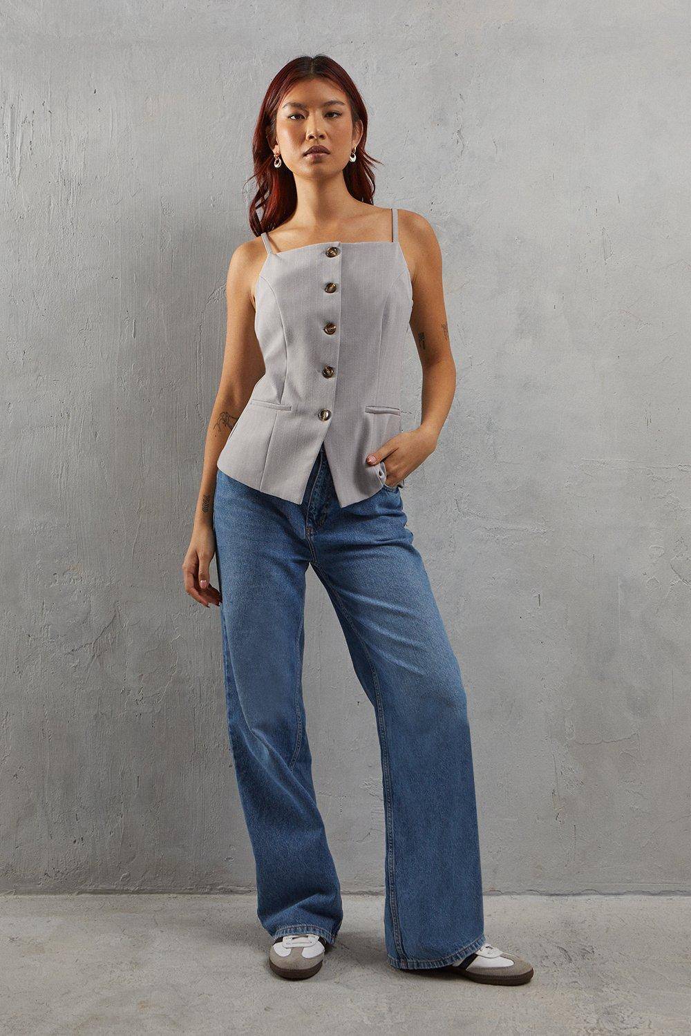Warehouse Gilet Ajusté à Fines Rayures Premium
