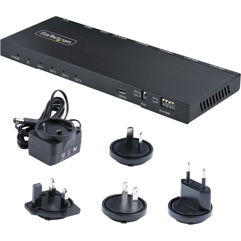StarTech.com Splitter HDMI 4 Ports - Répartiteur HDMI 4K 60Hz avec Scaler Intégré - Répartiteur HDMI 1 Entrée 4 Sorties - Splitter HDMI 1080p PC - Port Optique 3.5mm