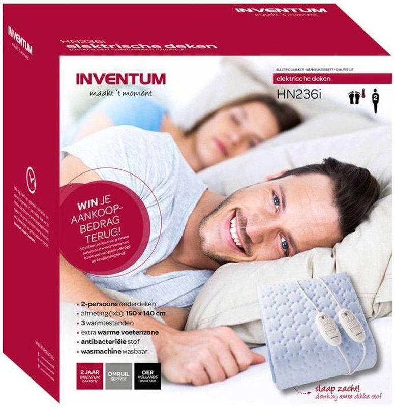 Inventum HN236I - Elektrische Onderdeken - Lichtblauw - Fleece - 2 Persoons