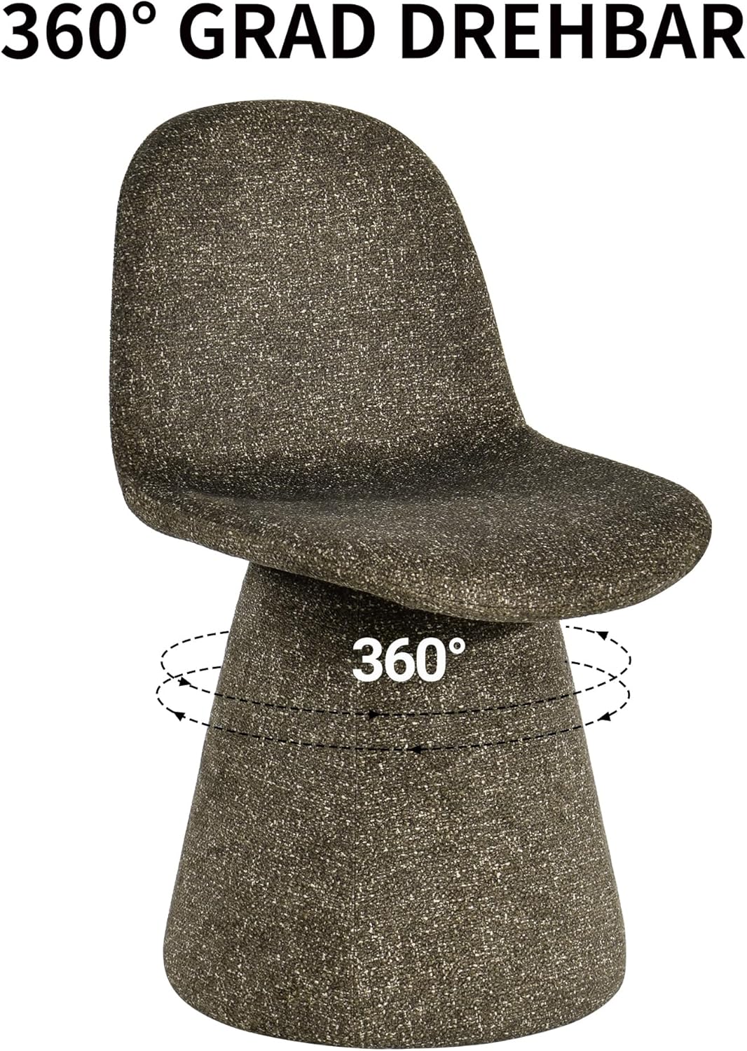 Duhome Esszimmerstuhl 360-Grad-Drehstuhl aus Bouclé Stoff moderner Loungesessel gepolsterter Polsterstuhl für Küche, Wohnzimmer, Schlafzimmer, Flur, Olivgrün