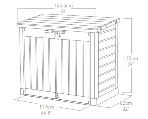 Keter Store-it-out tuinbox inclusief gasveren, 145,5 x 82 x 125 cm, bruin/beige