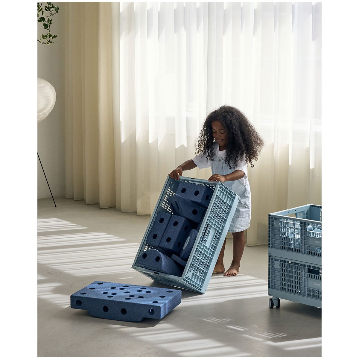 MODUMODU   Aufbewahrungsbox 3er Set mit Rädern sky blue